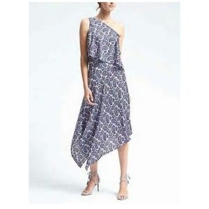 Banana Republic One Shoulder Dress in Blue and White
